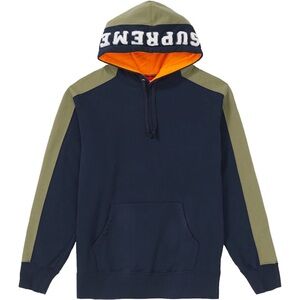 Supreme Men's Navy and Olive Colorblock Hoodie